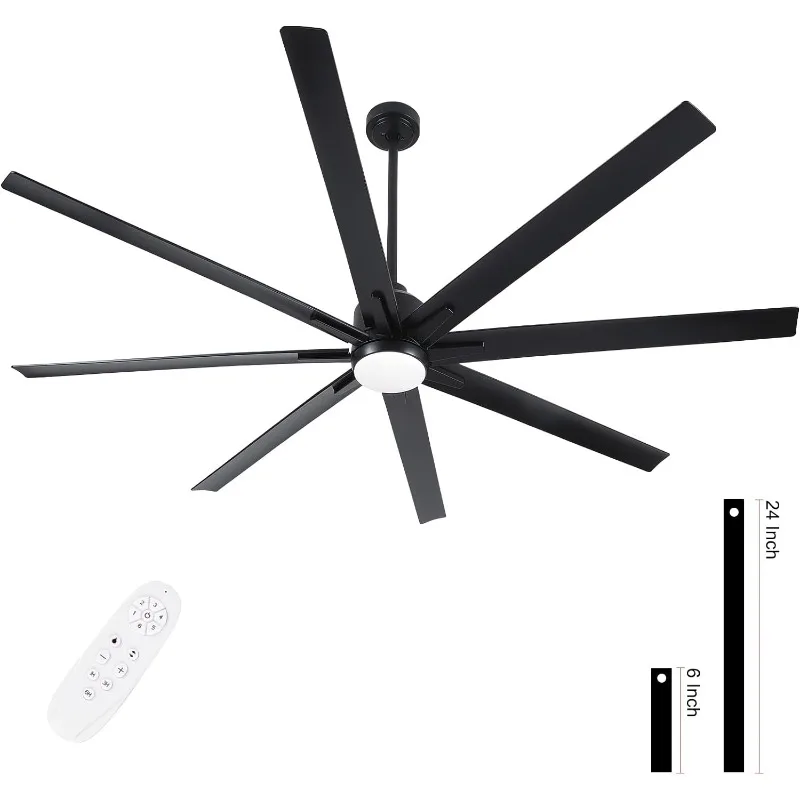 72 Inch Large Ceiling Fan with Light and Remote Control.6 Speed Reversible DC Motor, Dimmable Tri-Color Temperature LED