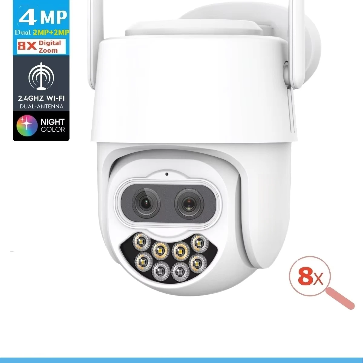 HD 4MP WiFi Human Detection Outdoor Security Camera Manual Pan/Tilt with Smartlight and Built-in Siren Alarm Two-Way Audio IP66