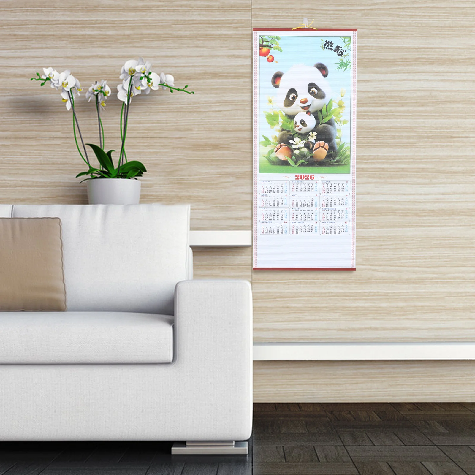 

Настенный календарь на год лошади на 2026 год, большой китайский лунный подвесной плакат с прокруткой, 2026 ежемесячный декор для гостиной, офиса, бумажный принт