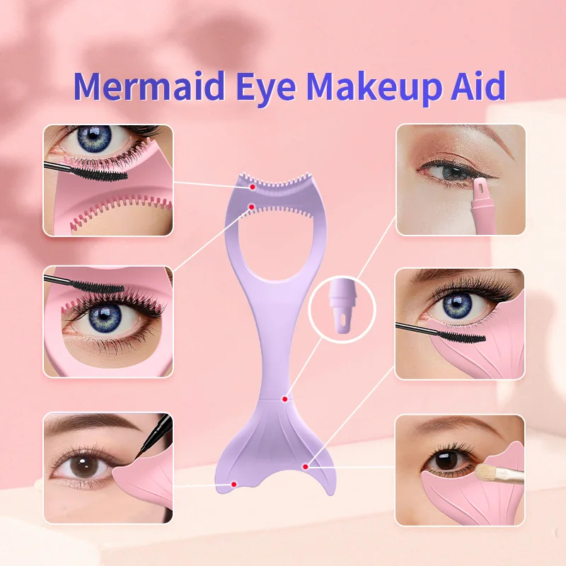 Multifuncional Eyeliner Assist Brush, Silicone Lash Baffle, Mascara Guard, Eye Stencils, Maquiagem Aid Tool