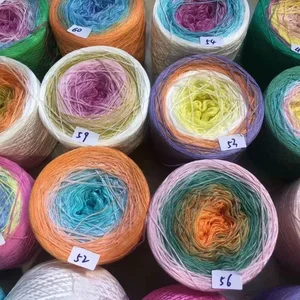 300 g / pcs Warna-warni Kapas Murni Kue Gradien Kapas Pelangi DIY Syal Selendang Rok Benang Wol Crochet 6 benang kue penjualan terbaik - №