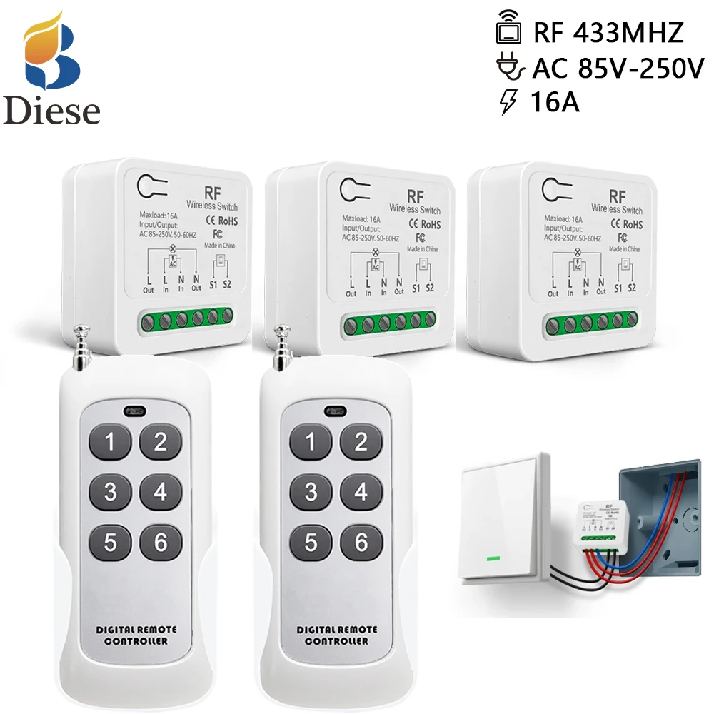 RF Wireless Remote Control Light Switch  AC110V 220V 500m 2-way control with delay function for Home lamp Fan Lighting tv light