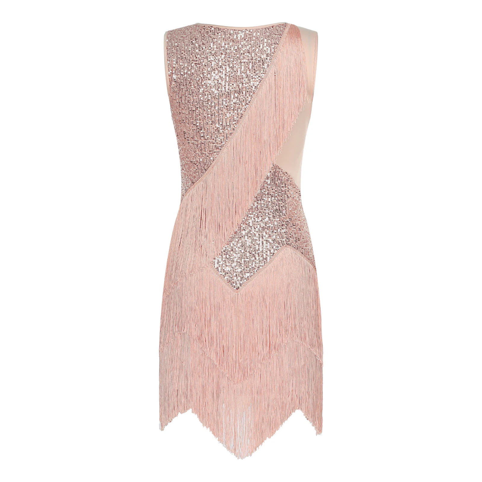 Vestido feminino de dança salsa latina, borla em camadas, lantejoulas brilhantes, sem mangas, franjas, bodycon, mini vestido para chacha tango, roupa de salão