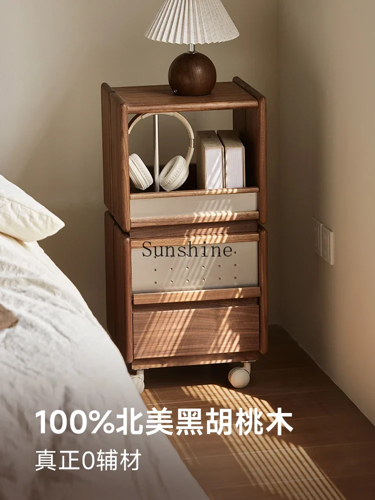 

Vintage solid wood black walnut bookshelf shelf living room home locker FT