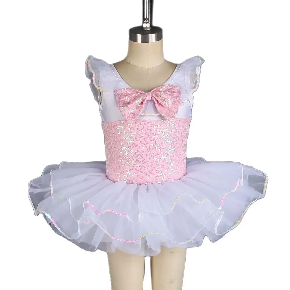 

20185 Детские балетные пачки, танцевальный костюм, кружевной лиф из спандекса с блестками и многослойной белой юбкой-пачкой, платья для выступлений