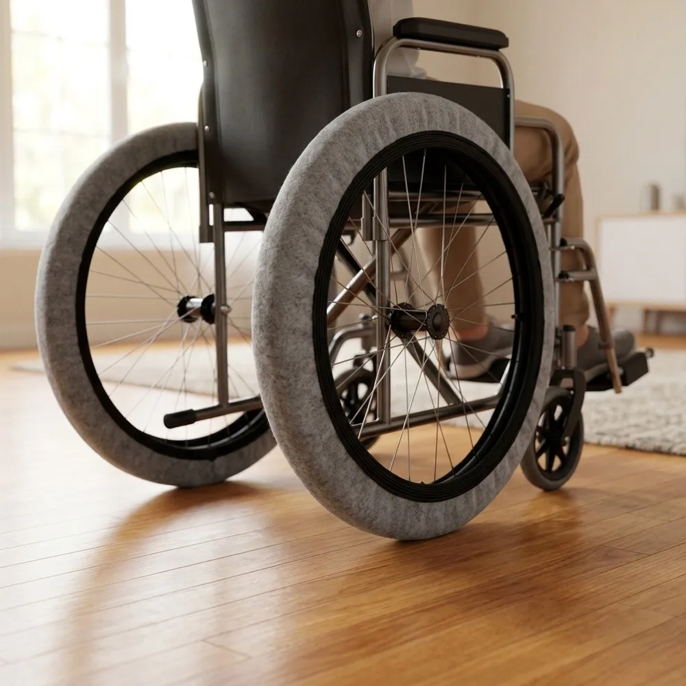 2/4Pc Wheelchair Wheel Covers Felt Non Slip Tire Protectors For Wheels Floor Carpet Protection Home Organization Storage Bag