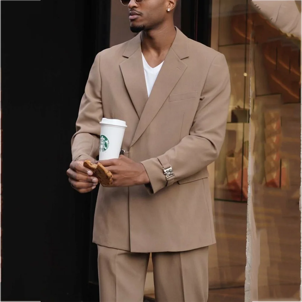 

Straight Fit Men Suit High Street Notch Lapel Single Breasted Incline Smart Casual Male Outfit Set Party Prom Fashion Outfit