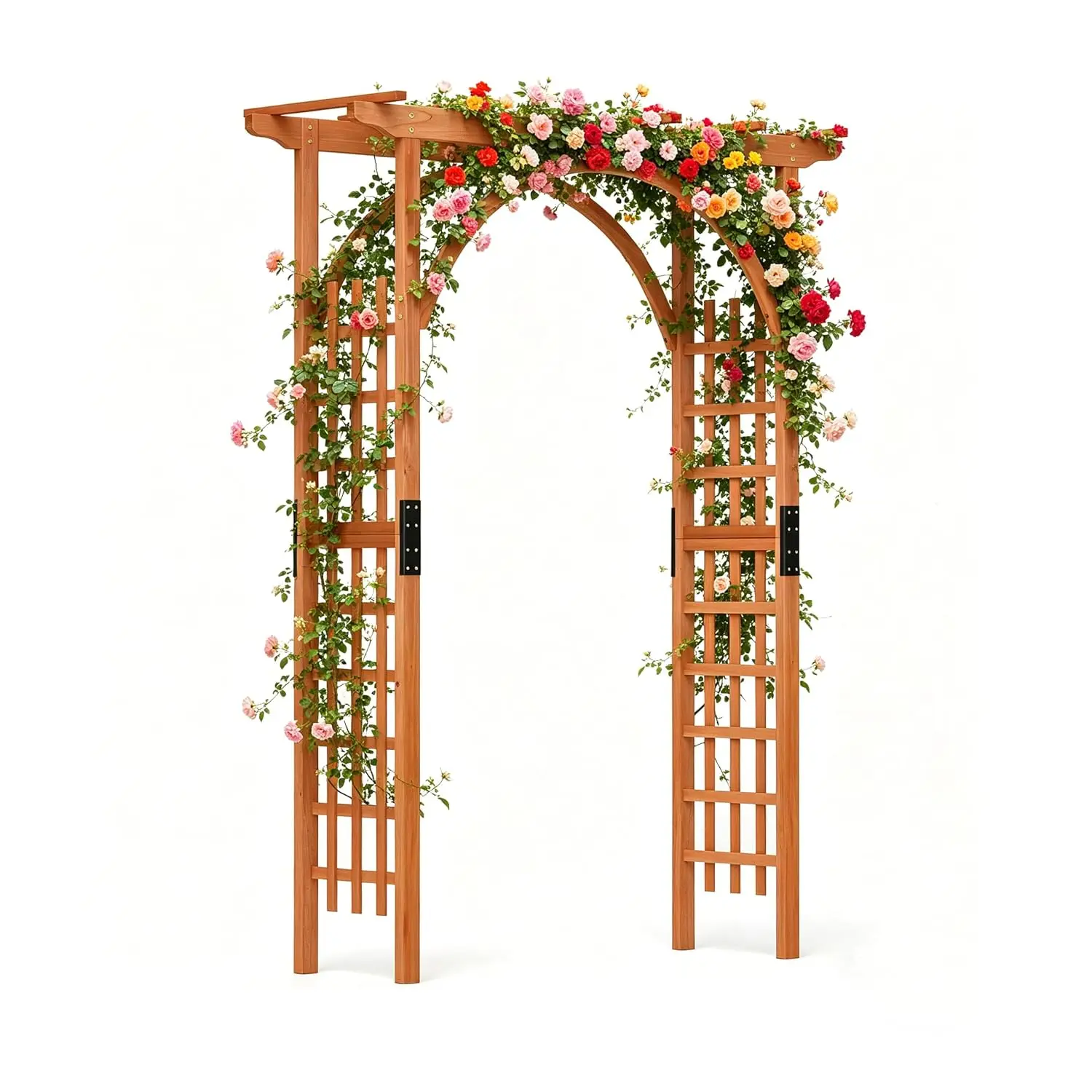 Wood Arbor, 84 inch Wooden Garden Arch with 17.5 inch Lattice Side Panels, Wooden Trellis for Climbing Plants, Customized