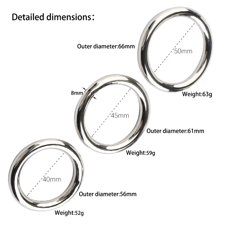 3 Size Stainless Steel Metal Men Cock Ring Adult Sex Scrotum Binding Ejaculation Delay Device Glans Erection Sperm Locking Ring