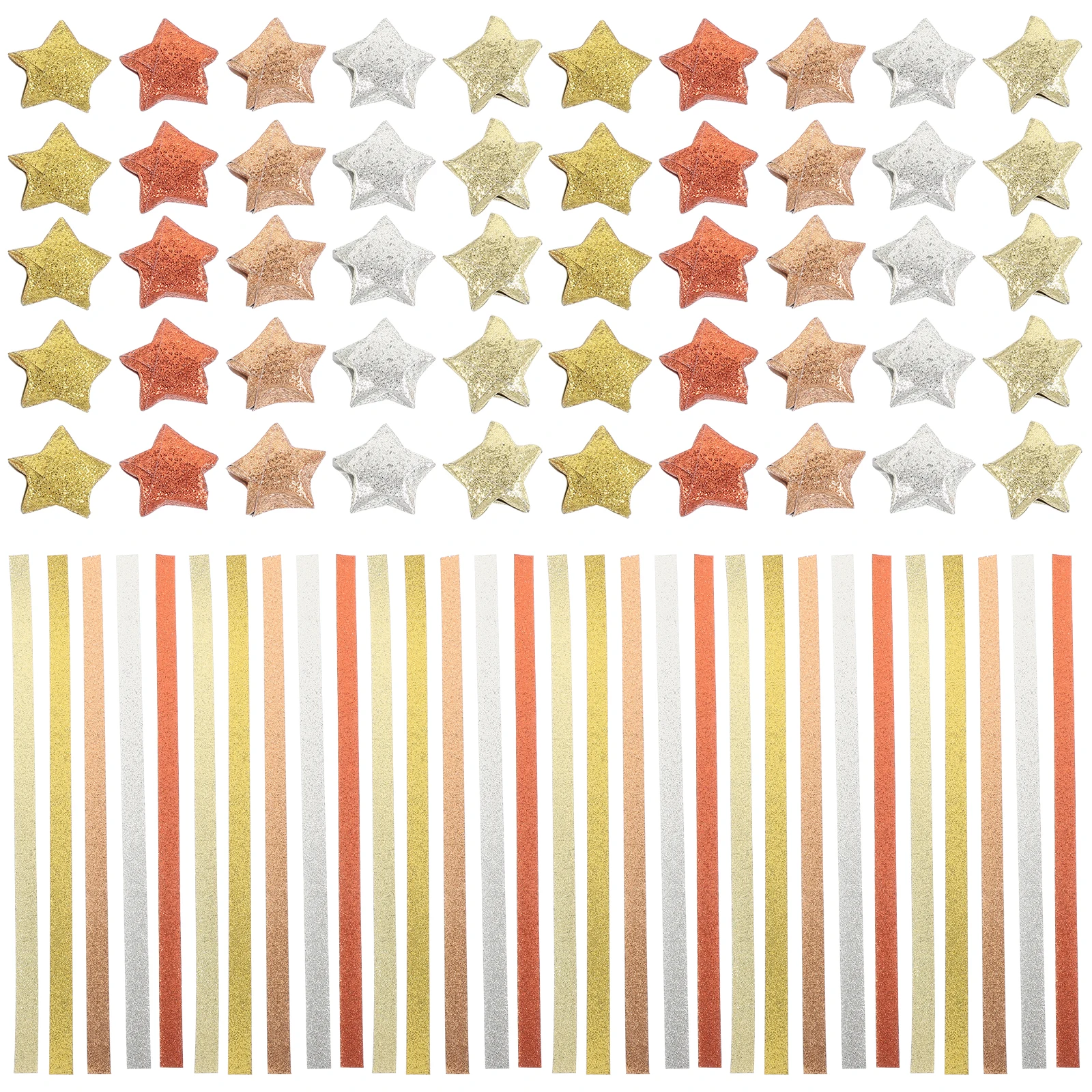 

200pcs Lucky Star Paper Sticks Glitter Golden Origami Craft Papers for Kids Handicrafts Projects Printing