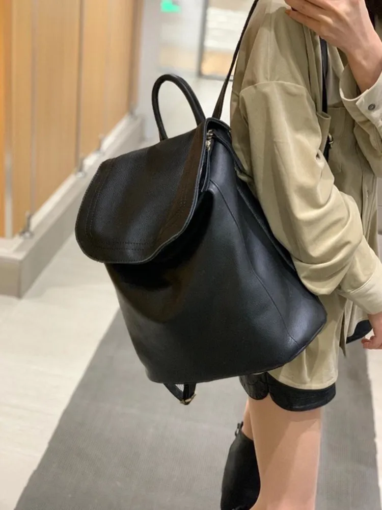 Soft Leather Backpackage Large Capacity Women's Leisure Travel Backpack 2024 New
