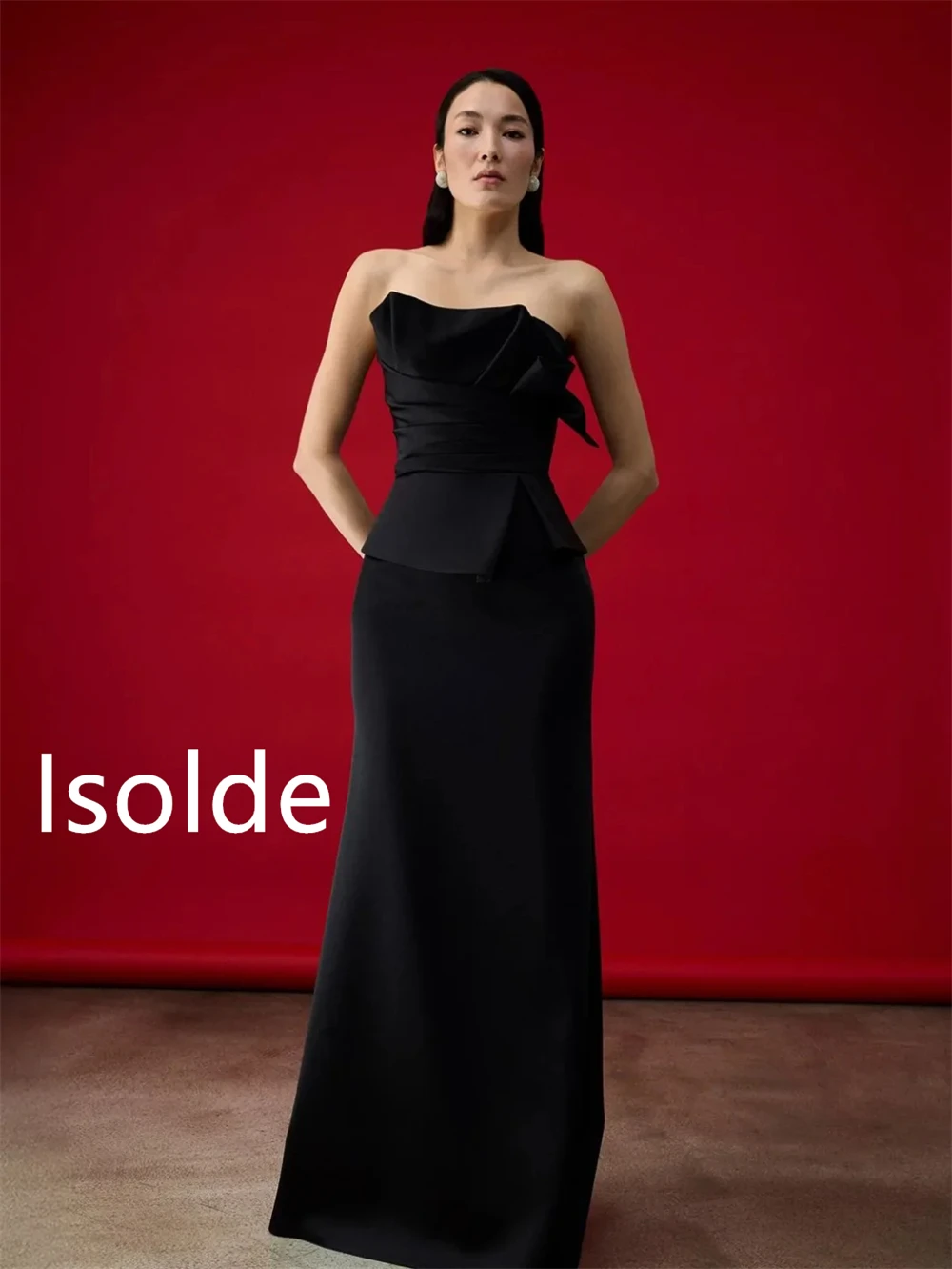 Abiti da sera in raso nero scintillante personalizzati Abiti da ritorno a casa moderni senza spalline senza maniche Vestido De Festa di alta qualità