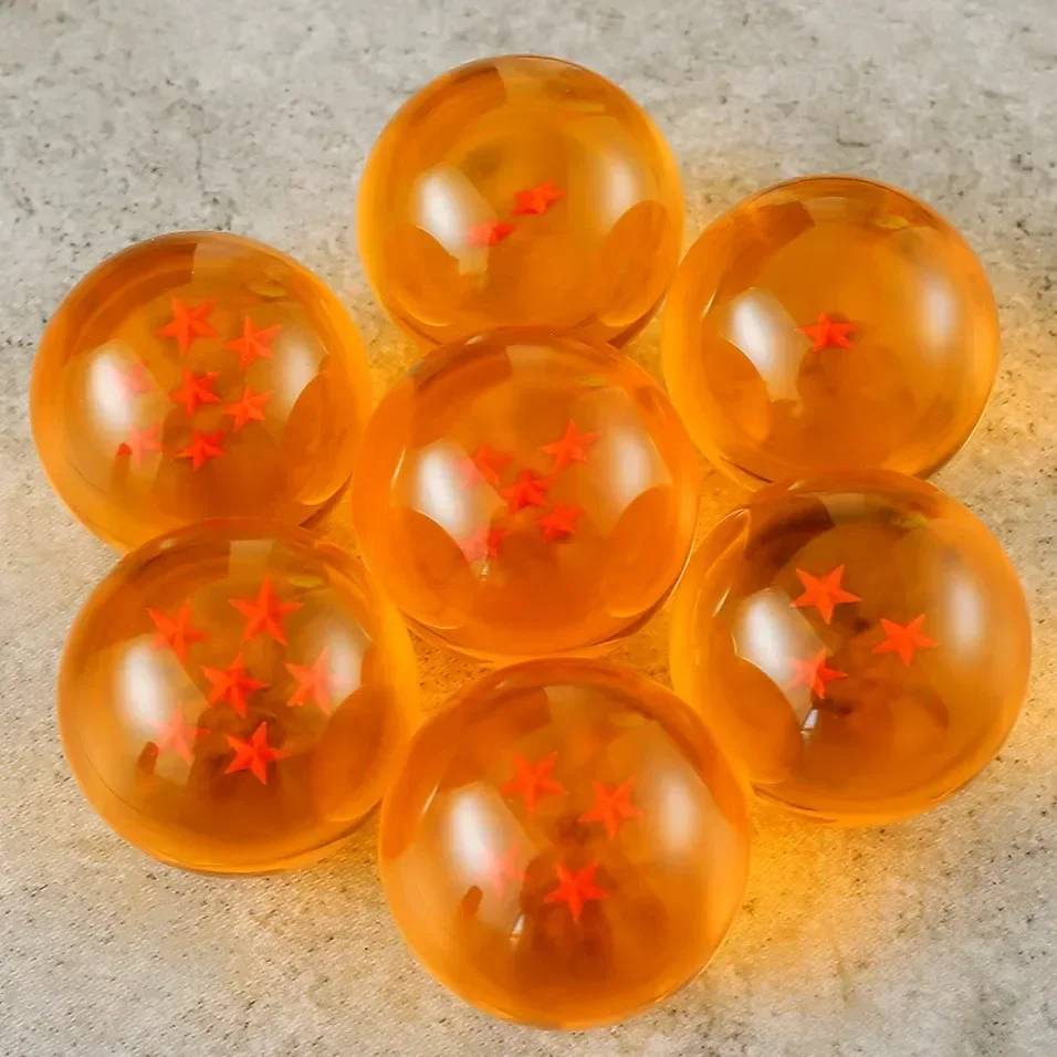 Bola de cristal de estrellas para niños, adornos de escritorio de Anime, colección de juguetes, regalo, 3,5 cm, naranja, sin caja