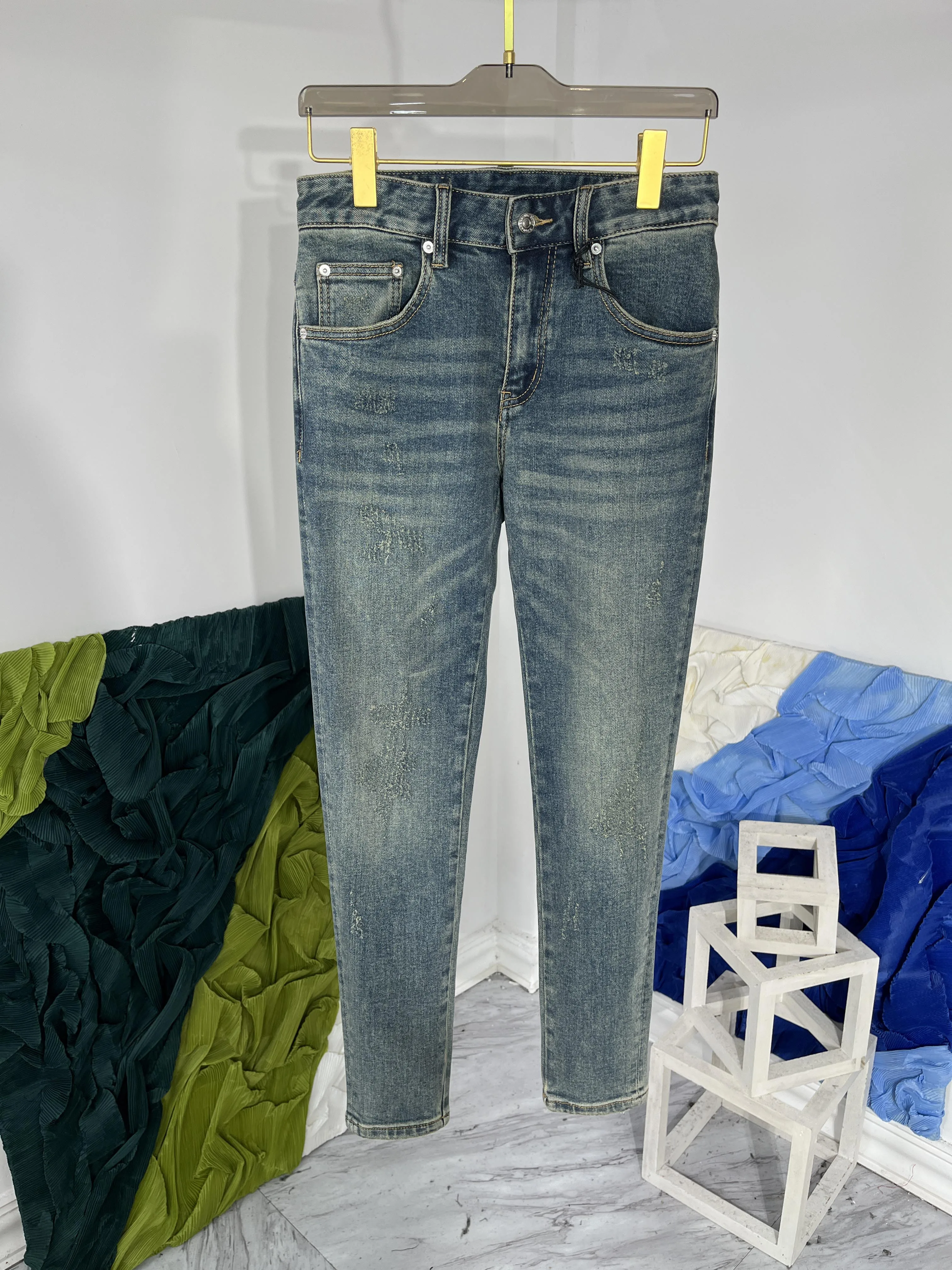 Brand New Autumn Winter Chic Men High Quality Print Straight Denim Pants Casual Jeans C540