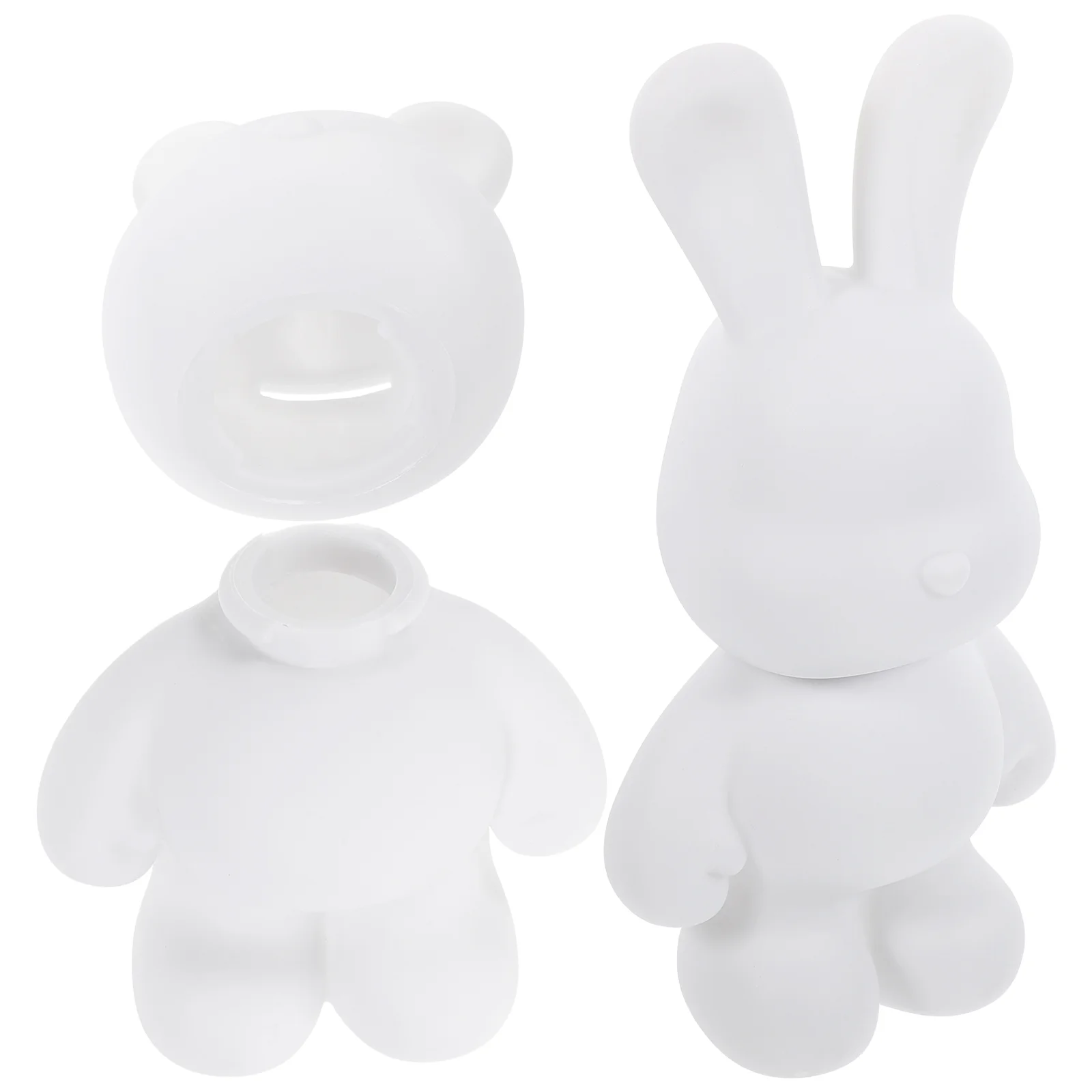 2 Pcs White Embryo Rabbit Piggy Bank Kids Toys Lovely Bunny Purse Blank Adorable Coin Accessory Vinyl Child