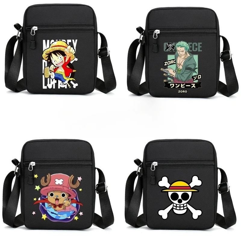 Bolso de hombro de una pieza de Anime Luffy para hombre, bolsos cruzados de Anime para niño y niña, mensaje cuadrado de lona Kawaii, regalos deportivos de viaje para mujer