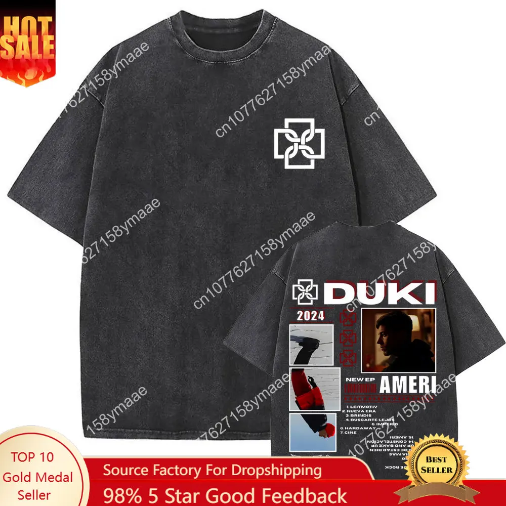 

Washed Vintage Rapper Duki Antes De Ameri Graphic T Shirt Male Fashion T-shirt Men's Women Hip Hop Oversized T Shirts Streetwear