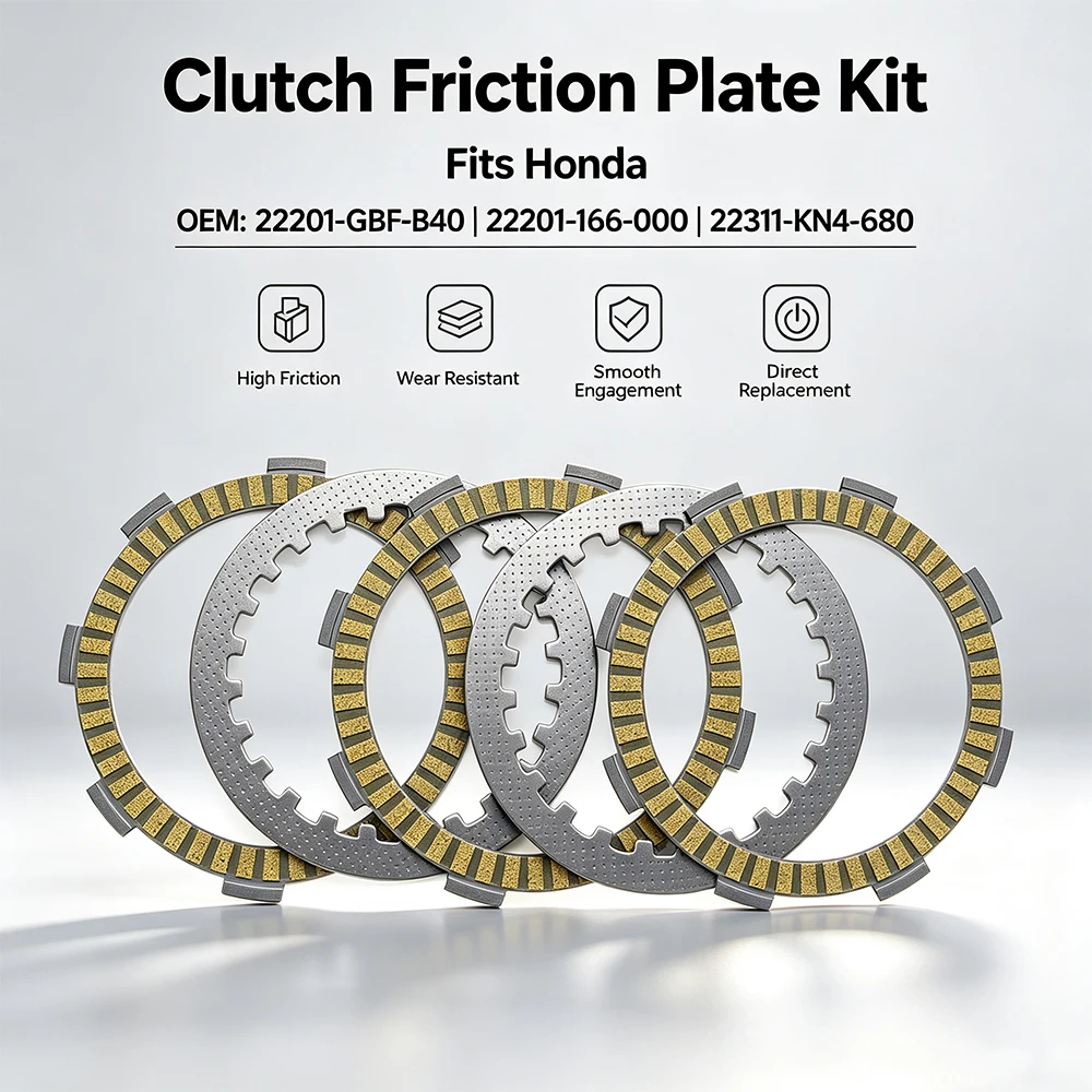 22201-GBF-B40 Friction Clutch Plates For Honda CR85R CR85RB CB100N CB125 CLR125 CBT125 NX125 XL125S XLR125 ATC200 XR185 XR200
