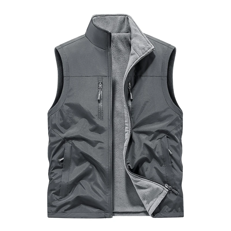 

Men Thick Double-Sided Fleece Vest Mens Casual Warm Sports Jacket Autumn Man Leisure Sleeveless Coat Male Oversized Waistcoat