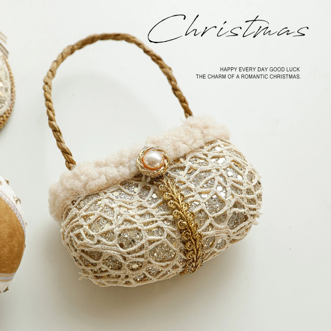 الشمبانيا الملونة رغوة عيد الميلاد حلي معلقة بريق المغلفة النسيج المغطاة 2026 السنة الجديدة زينة شجرة عيد الميلاد