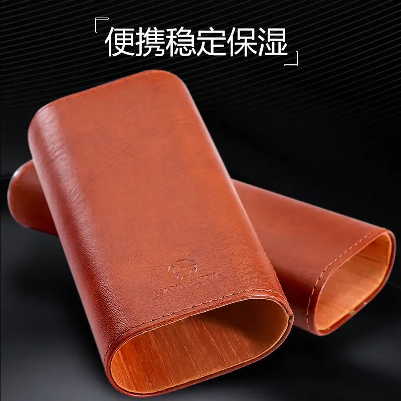 

HANNICOOK Hannicook Cigar Leather Case Portable Moisturizing Box Cigar Case Premium Three Pack Cigar Leather Case