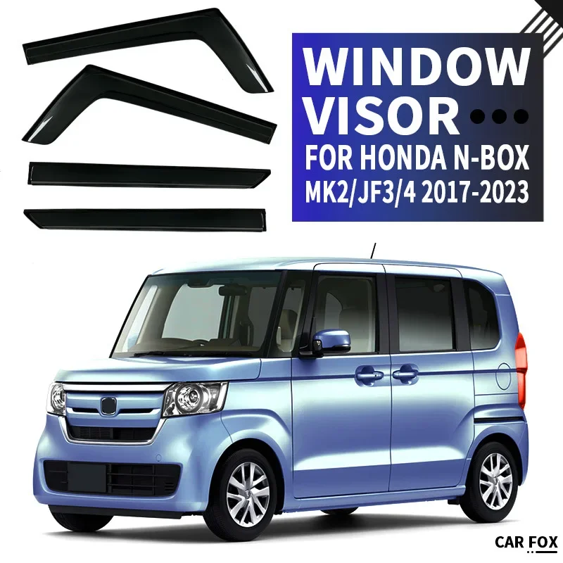 4Pcs Window Visor For Honda N-BOX MK2 JF3 JF4 2017-2023 Weathershield Sun Rain Deflector Guard Car Window Deflector