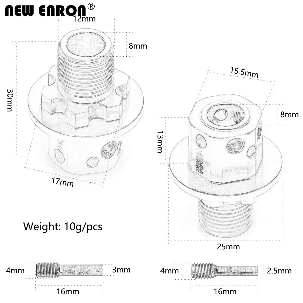 NEW ENRON 2Pcs Alloy Lengthened Wheel Hex(+13MM) AR310484 310592 Upgrade For 1/8 RC Car ARRMA Talion Kraton OUTCAST FIRETEAM