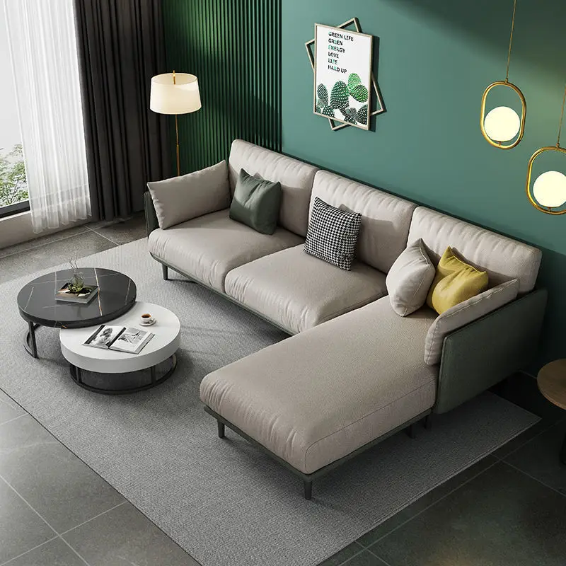 

Popular design L-shaped fabric living room sofa luxury modern set furniture living room sofa combo