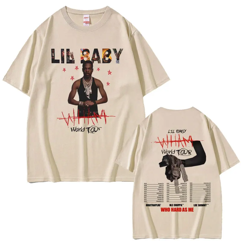 

Rapper Lil Baby Wham World Tour 2025 T-shirt Men Women Casual Cotton Vintage T Shirt Men's Hip Hop Oversized T-shirts Streetwear