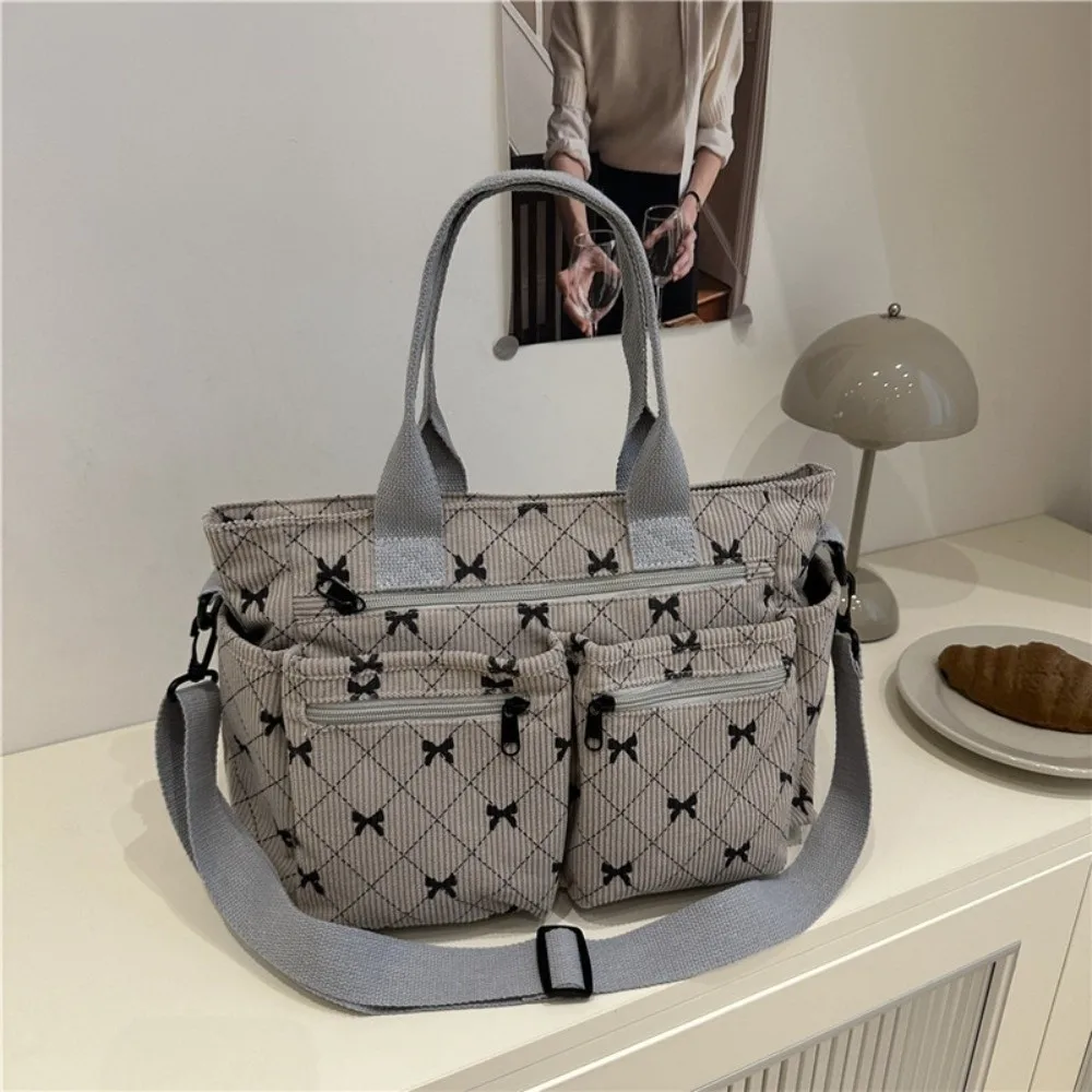 Fashion Sweet Women's Shoulder Bag Large Capacity Bowknot Print Underarm Tote Bag Casual Lightweight Commuting Handbag Travel