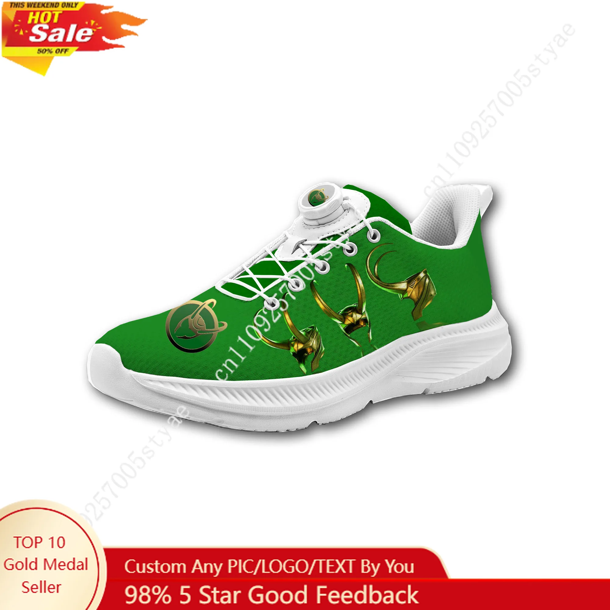 

Marvel Loki Casual Running lightweight Shoes Mens Womens Laceless Rotating Button Sports Shoes Custom Sneaker