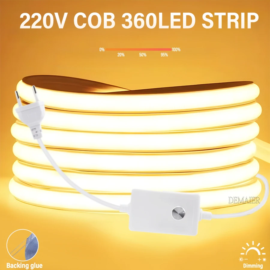 yZ[zCOB LED Xgbv 360leds/M Px EU vO 220V CRI RA90 hOK[f FOB LED e[vQ̃Lb`Ɩ