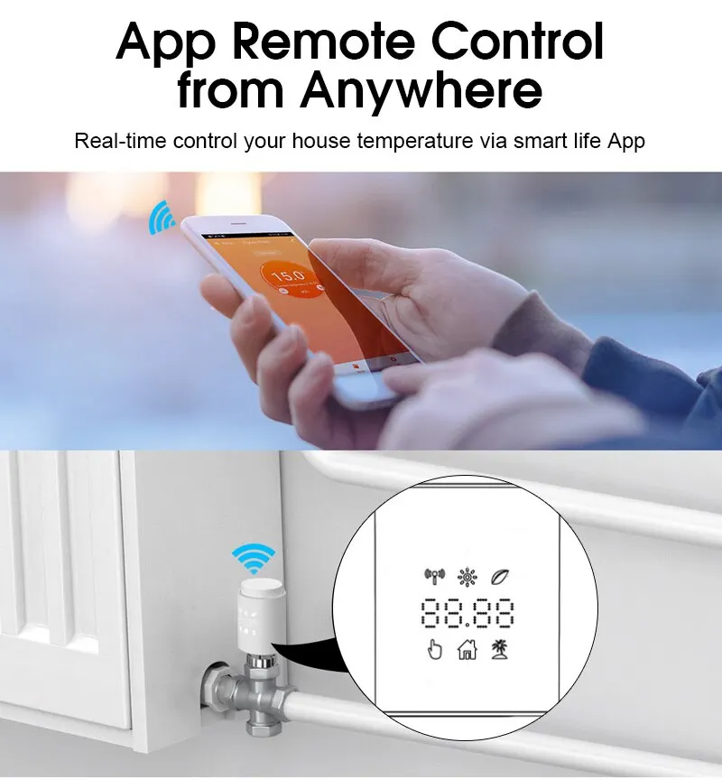 ZigBee 3.0 Thermostat Tuya Radiator Actuator Valve Smart Programmable TRV Temperature Controller Alexa Google Home Voice Control