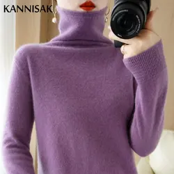 2023 camisola feminina gola alta outono inverno quente manga comprida pullovers de malha quente moda coreana camisa de fundo casual jumper