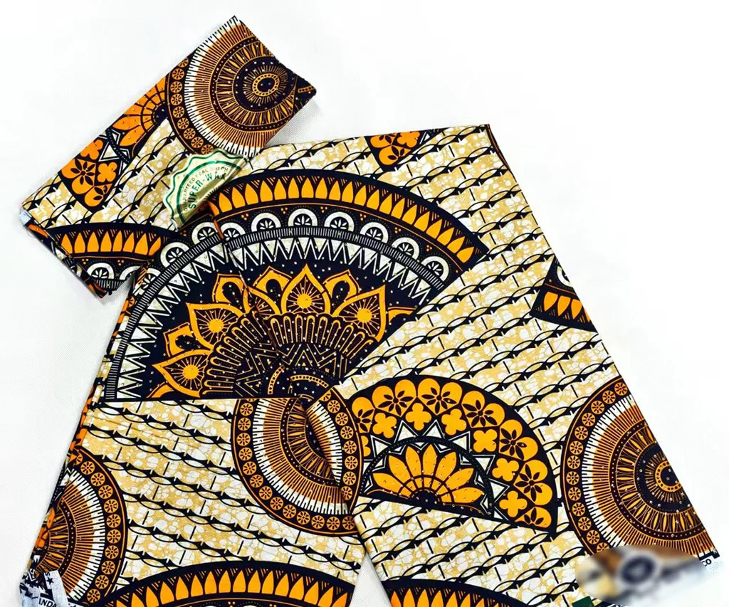 100 قطن فائق النعومة قماش شمع حقيقي أفريقي بالحجارة غانا نيجيريا نمط جودة عالية تألق أنقرة الشمع الباتيك النسيج 6 ياردة #3