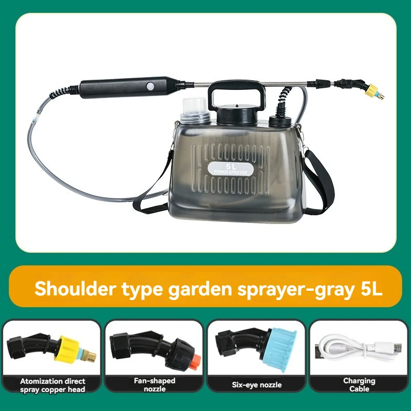 5L Electric Sprayer USB Rechargeable Handheld Sprayer Bottle Telescopic Handle with Shoulder Strap Garden Watering Tool