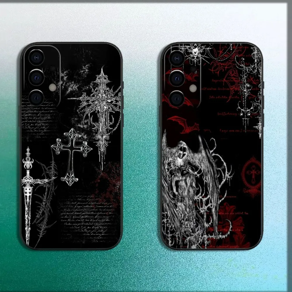 Cool Cyber Sigil Cross Phone Case For Samsung Galaxy A13,A21s,A22,A31,A32,A52,A53,A71,A80,A91 Soft Black Cover