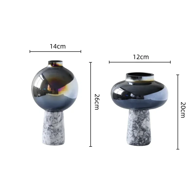 U2 Marble Glass Vase Geometric Circle Star Flower Vase Glass Handicraft Ornaments Flower Arrangement Accessories Home Decoration