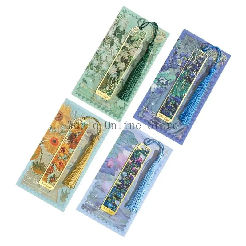 

Oil Painting Theme Bookmarks with Tassels for Teacher Book Lover Student Women 87HC