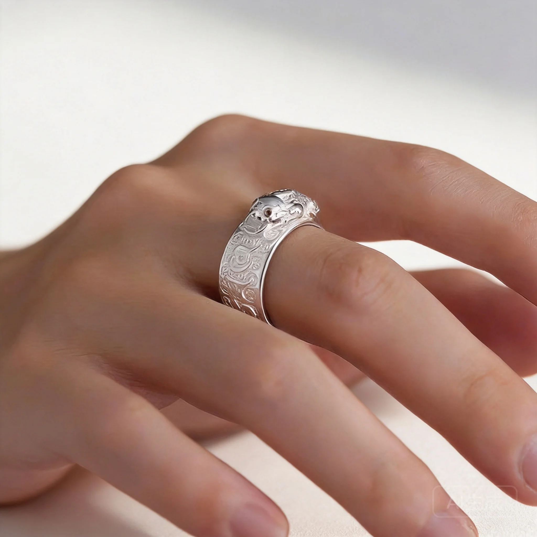 

Chinese Style Silver Pixiu Ring Good Luck Wealth Attracting Adjustable Auspicious Feng Shui Amulet Jewelry For Men
