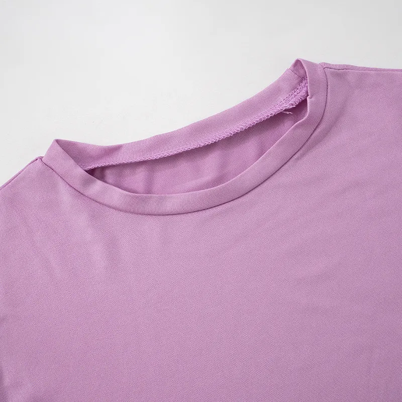 Vsstiar Short Sleeve O Neck Women T-Shirt High Waist Pencil Pants Fashion Solid Color Slim Casual Two Piece Set Streetwear Suit