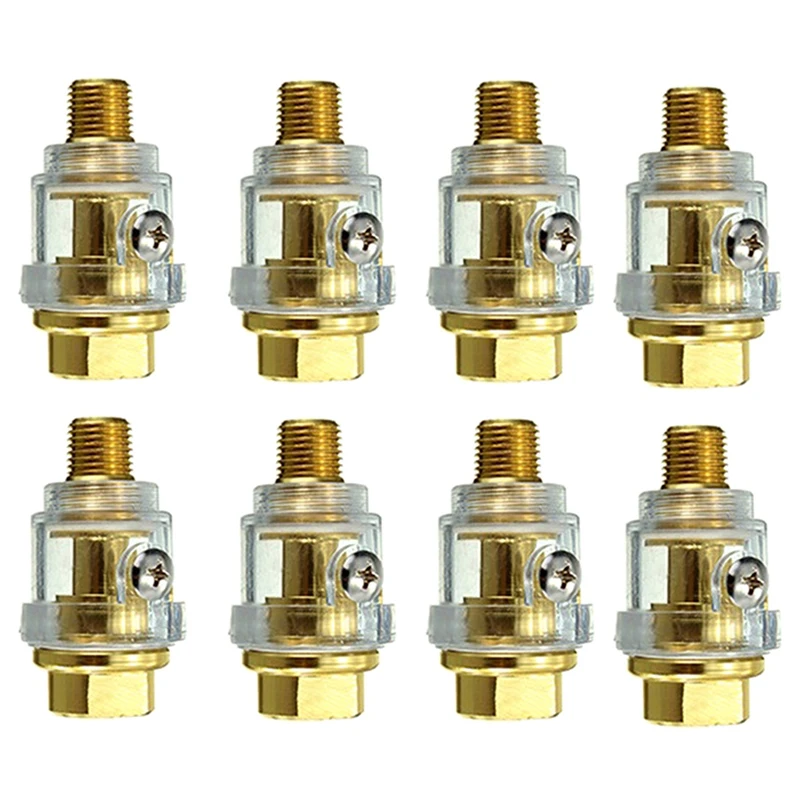 8Pcs Mini Oiler Pneumatic Tool Replacement 1/4Inch NPT Oiler Oil Lubricator For Air Compression Air Tool Oiler -Yellow