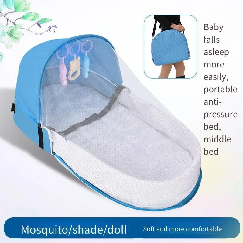 

Multi-Function Baby Outdoor Travel Bed - Portable Foldable Mosquito Proof Bionic Cot Infant Bed with New Mommy Bag for Travel