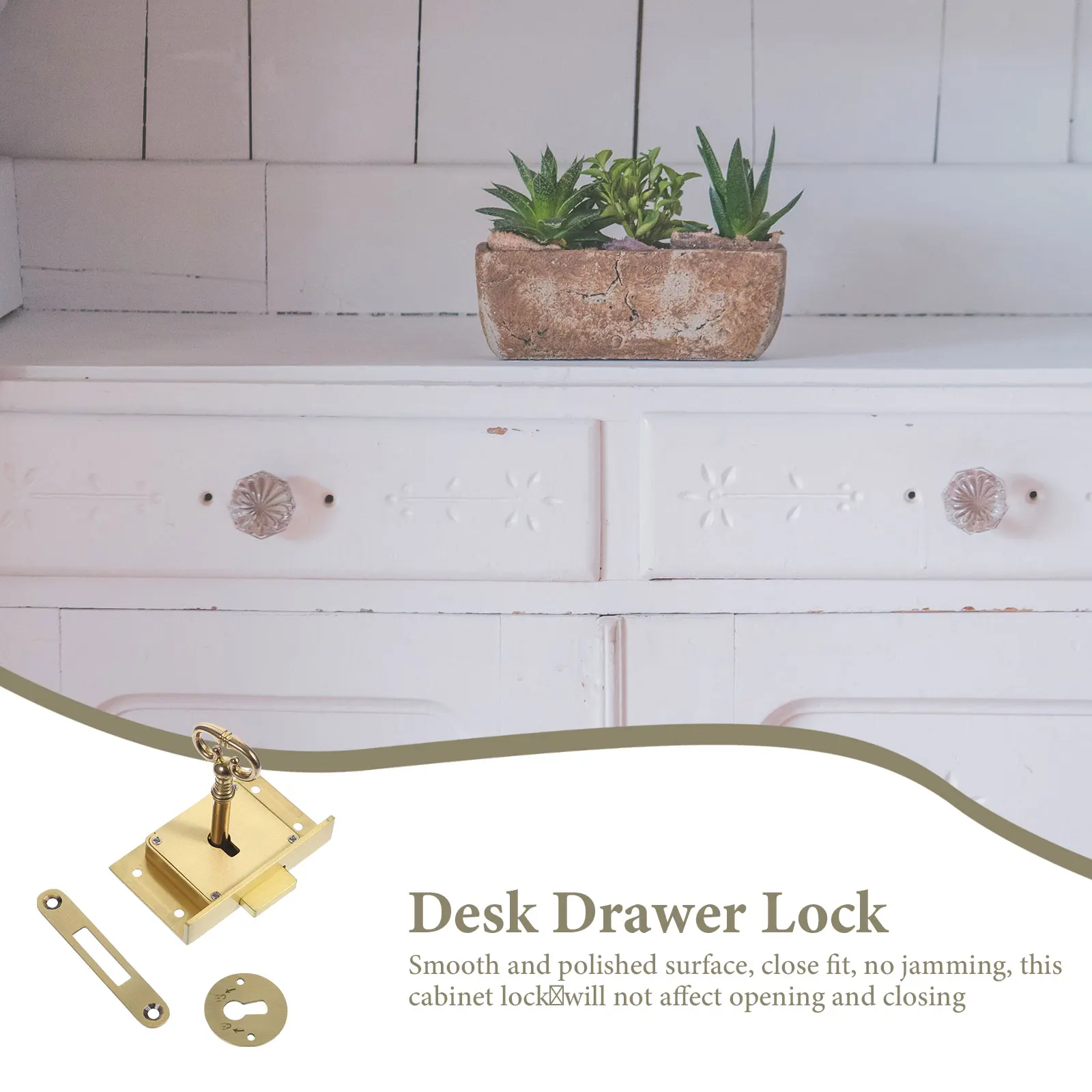 

Retro Drawer Lock Pure Copper Square Cabinet Locks for Desk Filing File Wooden Boxes 4505B Matte Brushed Golden Brass Furniture