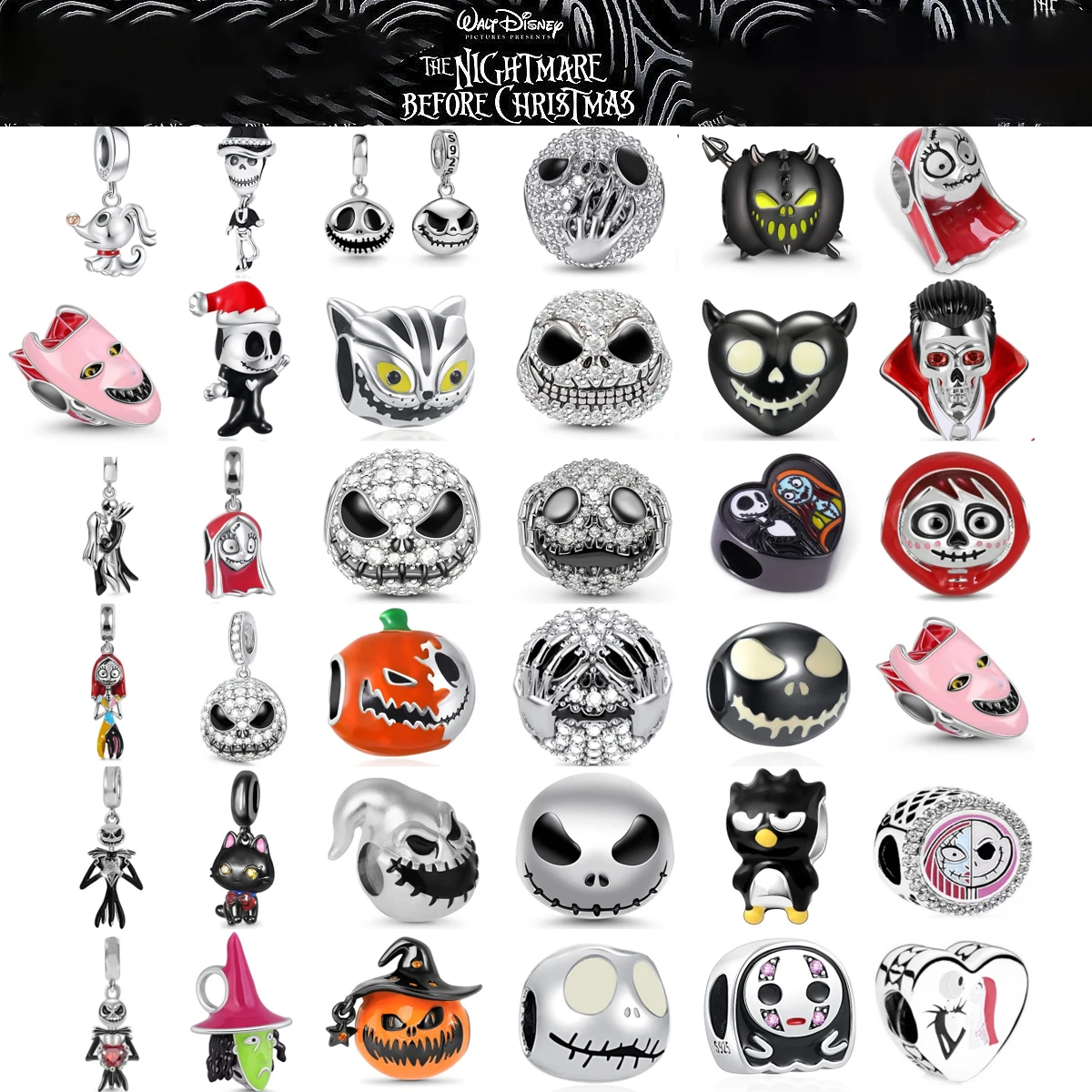 

S925 Серебро Миносо Дисней Подарок Бусины в канун Рождества Джек Череп Нуле Салли Шарм Подходит Оригинальный Браслет Брелок Женщины DIY Ювелирные Изделия