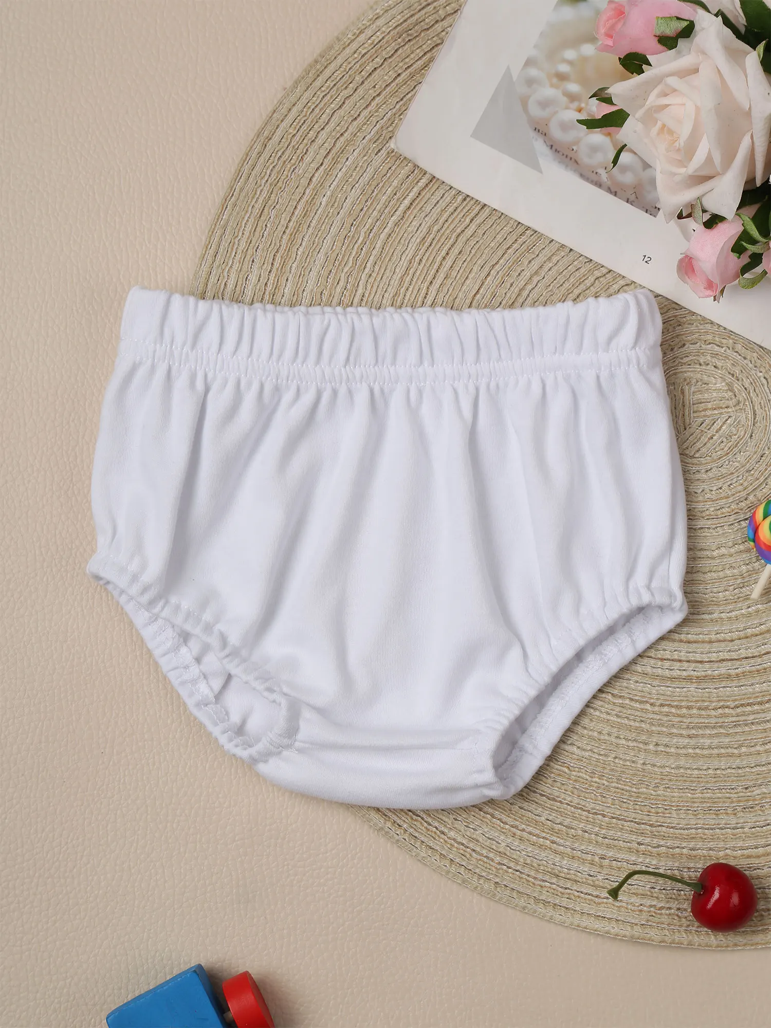 Baby Boys Girls Soft Cotton Briefs Bloomers Solid Color Ruffled Casual Bread Pants Elastic Waistband Nappies Diaper Cover Shorts