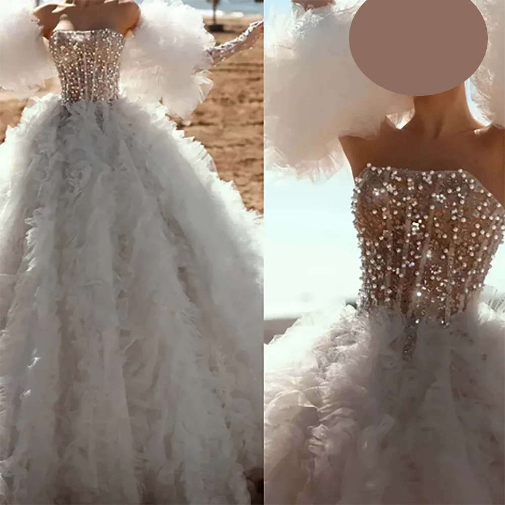 

Classicc Strapless Beading Pearls A-Line Formal Evening Dresses Birthday Party Prom Gowns Customized