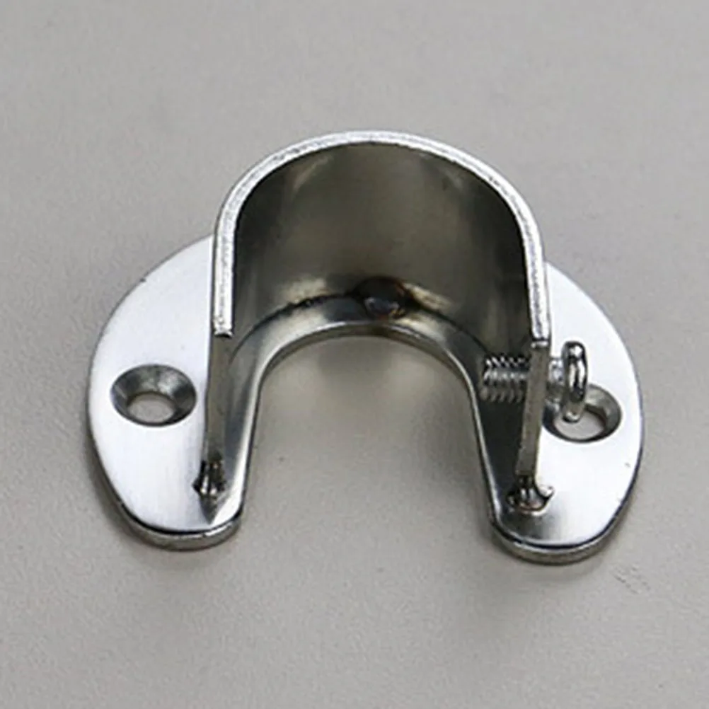 

4Pcs Stainless Steel Clothes Rail Closet Rod Bracket 3 Holes Fixed Design Easy Install U Shaped End Supports Heavy Duty Round