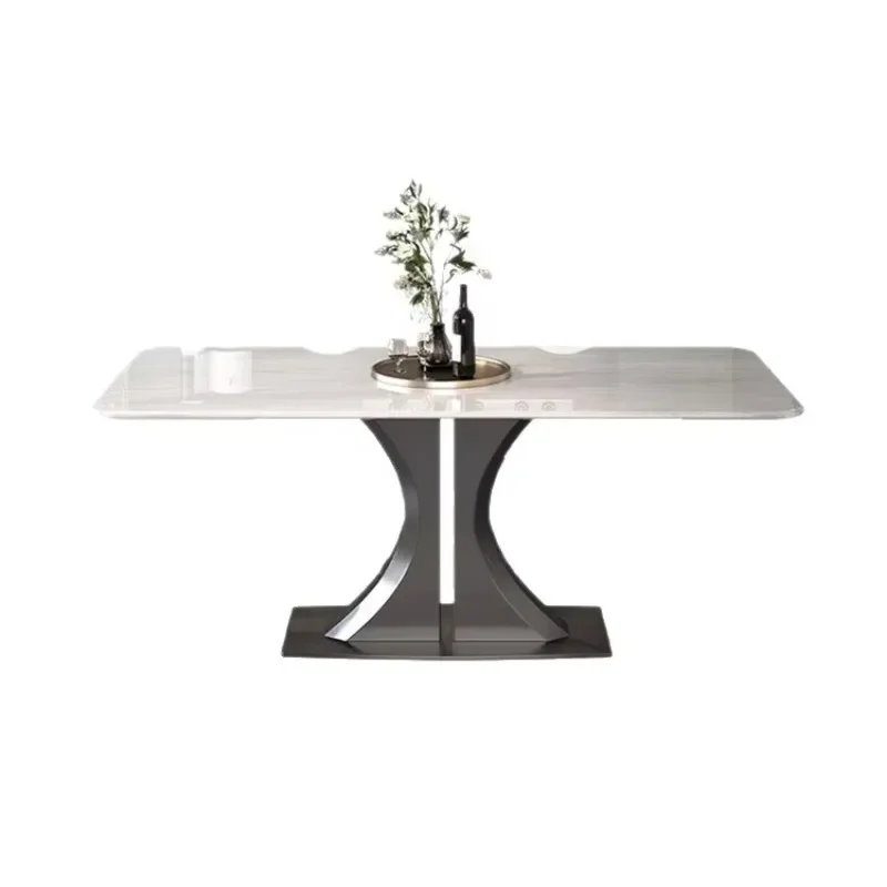 Natural Luxury Stone Dining Table Light Luxury High Sense White Ice Jade Rectangular Marble Dining Table Simple And Modernn29