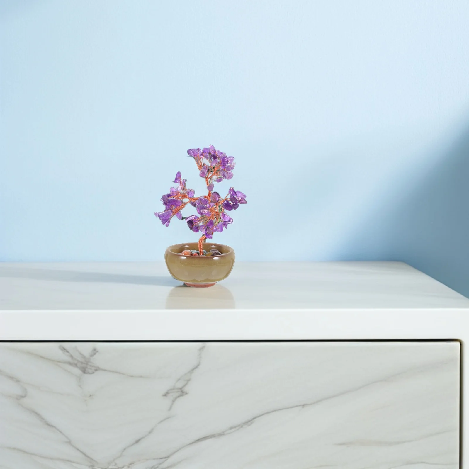 

Natural Stone Crystal Tree Handmade Chakra Gemstone Bonsai for Home Decor Feng Shui Wealth Luck Energy Positive Ornament Gift